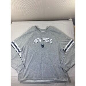 New York Yankees Crewneck Sweatshirt Gray Long Sleeve MLB Licensed Mens L‎